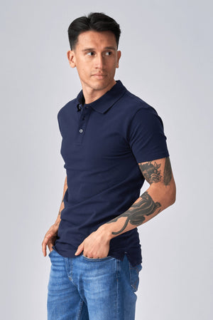 Muscle Polo Shirt - Navy - TeeShoppen Group™ - T-shirt - TeeShoppen