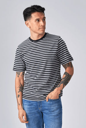 Nørregade Stripe - Mottled Black-Gray - TeeShoppen Group™ - T-shirt - TeeShoppen