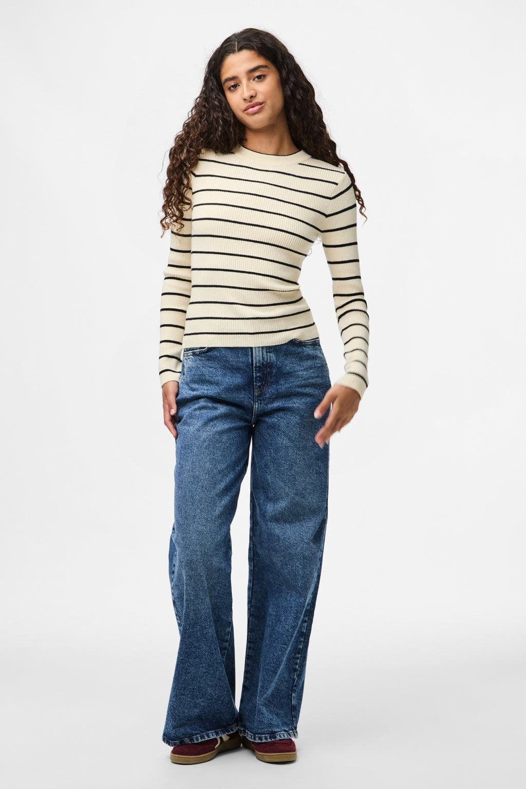 Mira New O-Neck Knit - Birch/Black