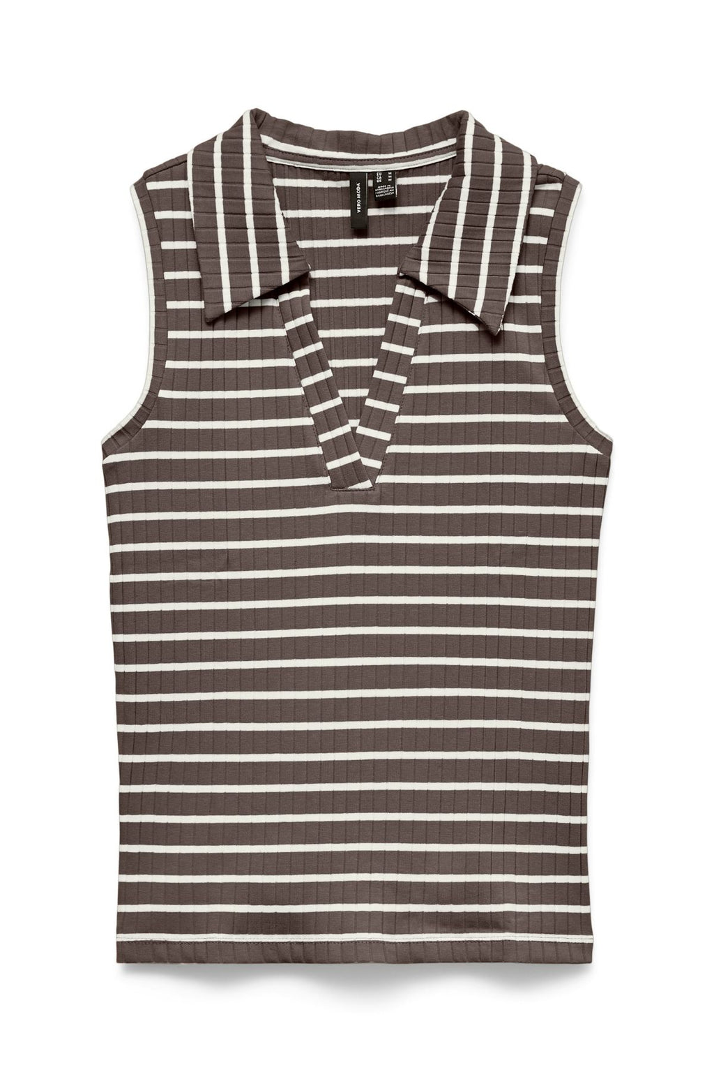 Sea Collar Top - Chocolate Martini Stripes:Snow White