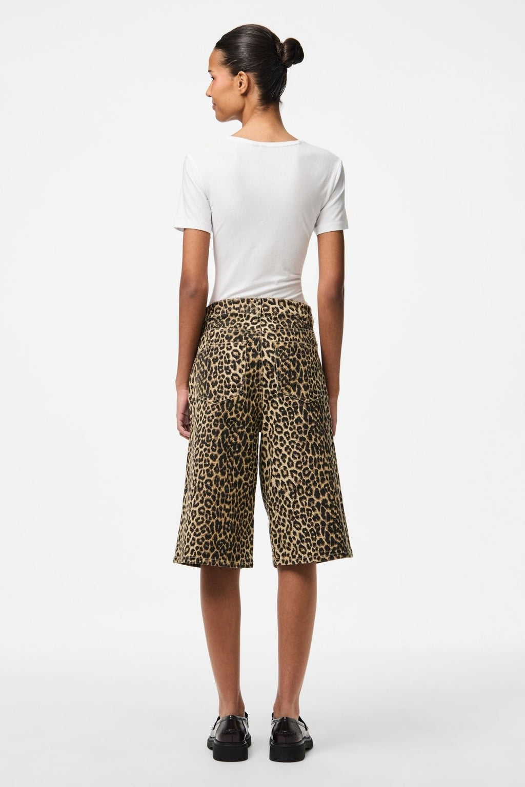 Denim leathan salume Shorts - Leo piobar bán