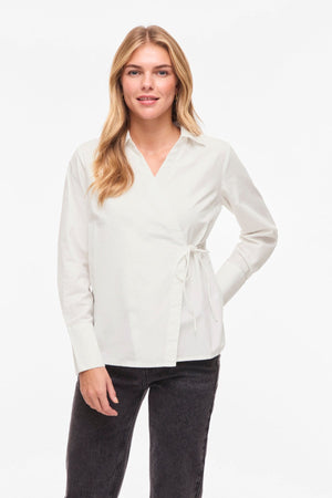 Lumi V-Neck Wrap Top - Snow White