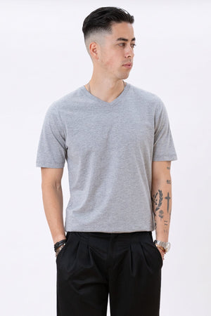 Basic Tričko s výstrihom do V - Oxford Grey