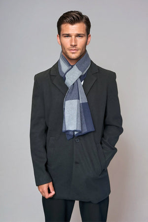 Scarf - Navy Long Grid - Men