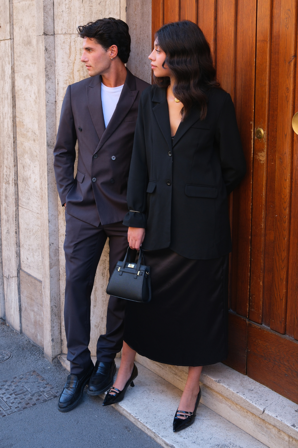 Premium Culaith dúbailte-breasted (dubh)