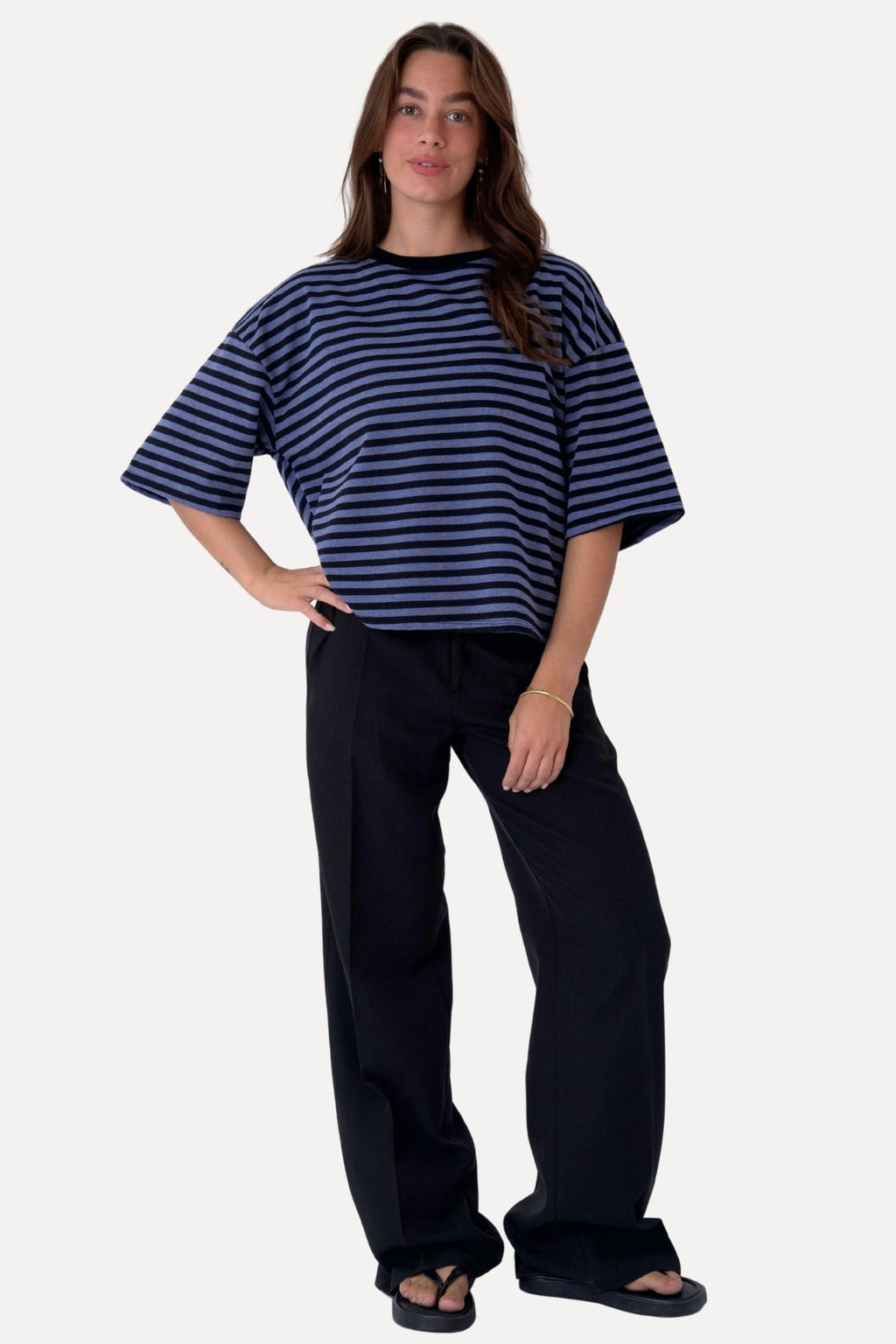T-léine Zoe - Dubh/Denim Gorm