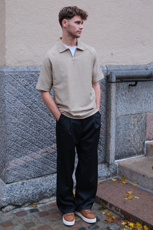 Enzo krátke rukávy polovica zips - khaki