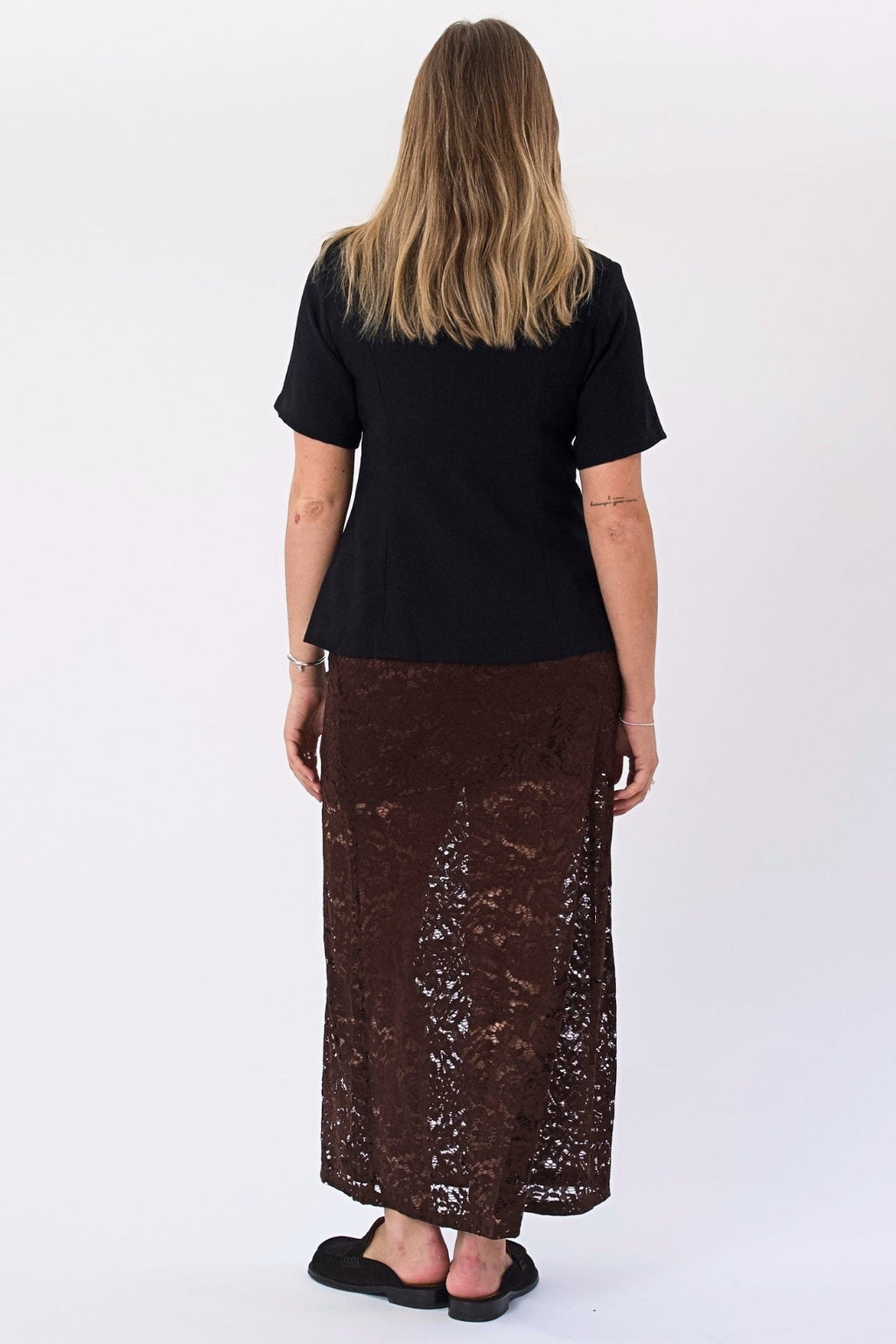 Amara Lace Maxi Skirt - Coffee