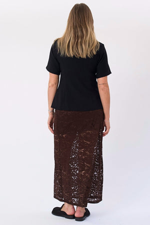 Amara Lace Maxi Skirt - Coffee