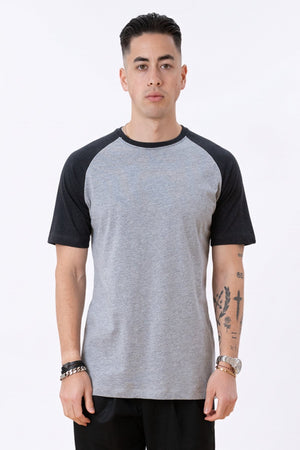 Basic raglan T-shirt - Black-Light Gray