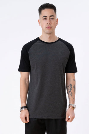 Basic raglan T-shirt - Black-Dark Gray
