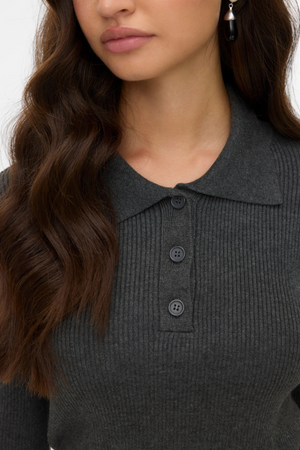 Pullover Silje Poloneck - Melange liath dorcha