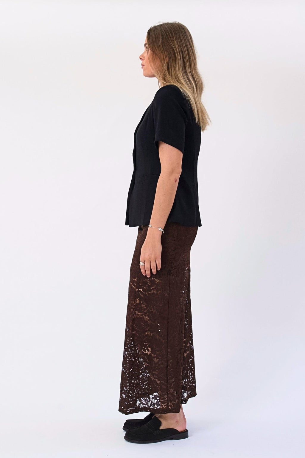 Amara Lace Maxi Skirt - Coffee