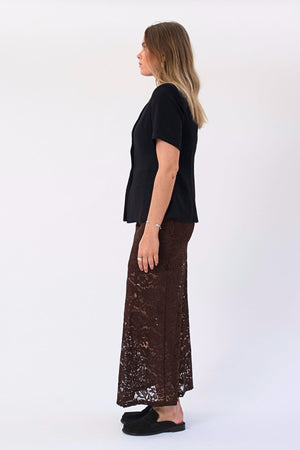 Amara Lace Maxi Skirt - Coffee
