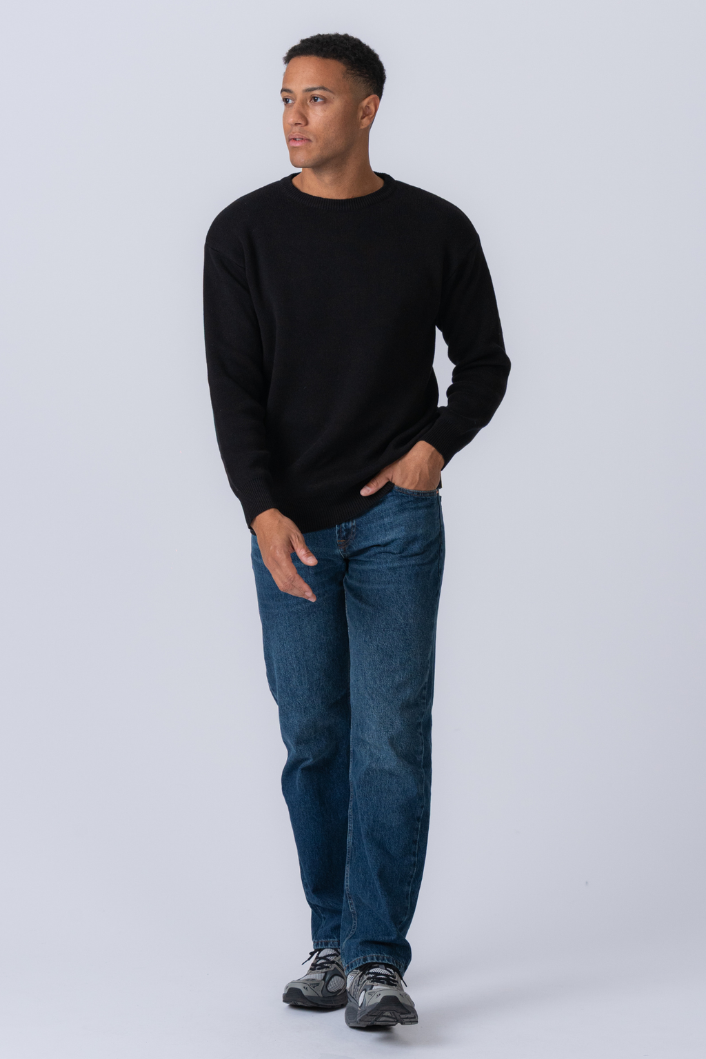 Crewneck Knit Sweater - Black