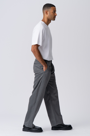 Pleated Wide Suit Pants - Light Grey