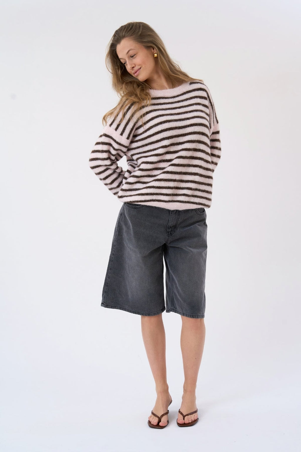 Sienna Striped Knit - Pink/Chocolate
