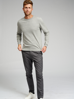 Basic Knit Crewneck - Lysegrå Meleret - TeeShoppen - Grå