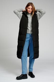 Long Puffer Vest - Black