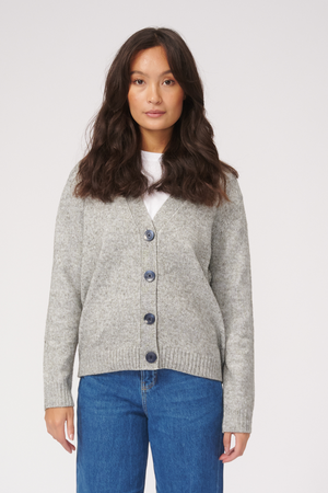 Knitted Cardigan - Light Grey Melange