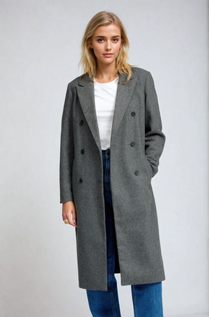 Classic Wool Coat - Dark Grey Melange