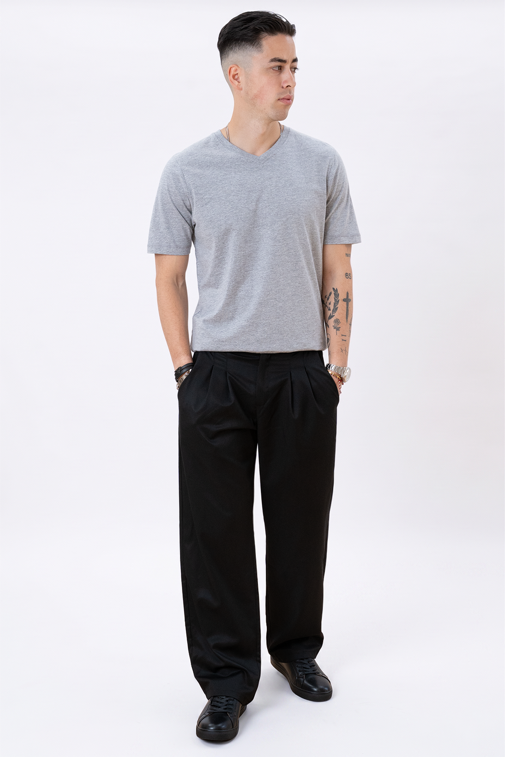 Basic V-neck t-shirt - Oxford Gray