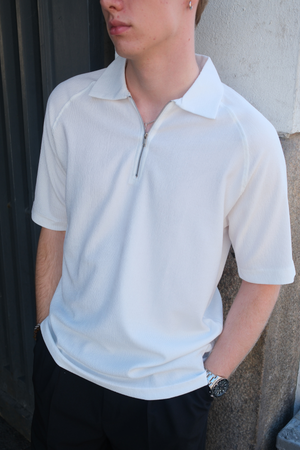 Enzo kratki rukav pola zipa - bijela