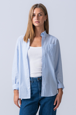 Boyfriend Oxford Shirt - Light Blue/White
