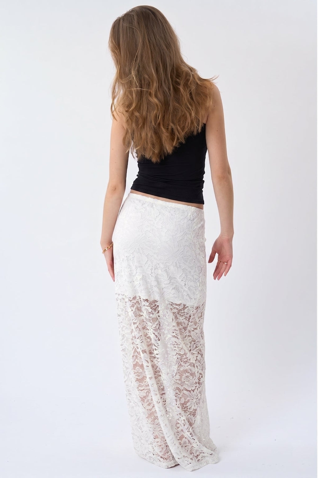 Amara Lace Maxi Skirt - White