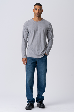 Basic T-léine le sleeved fada-liath