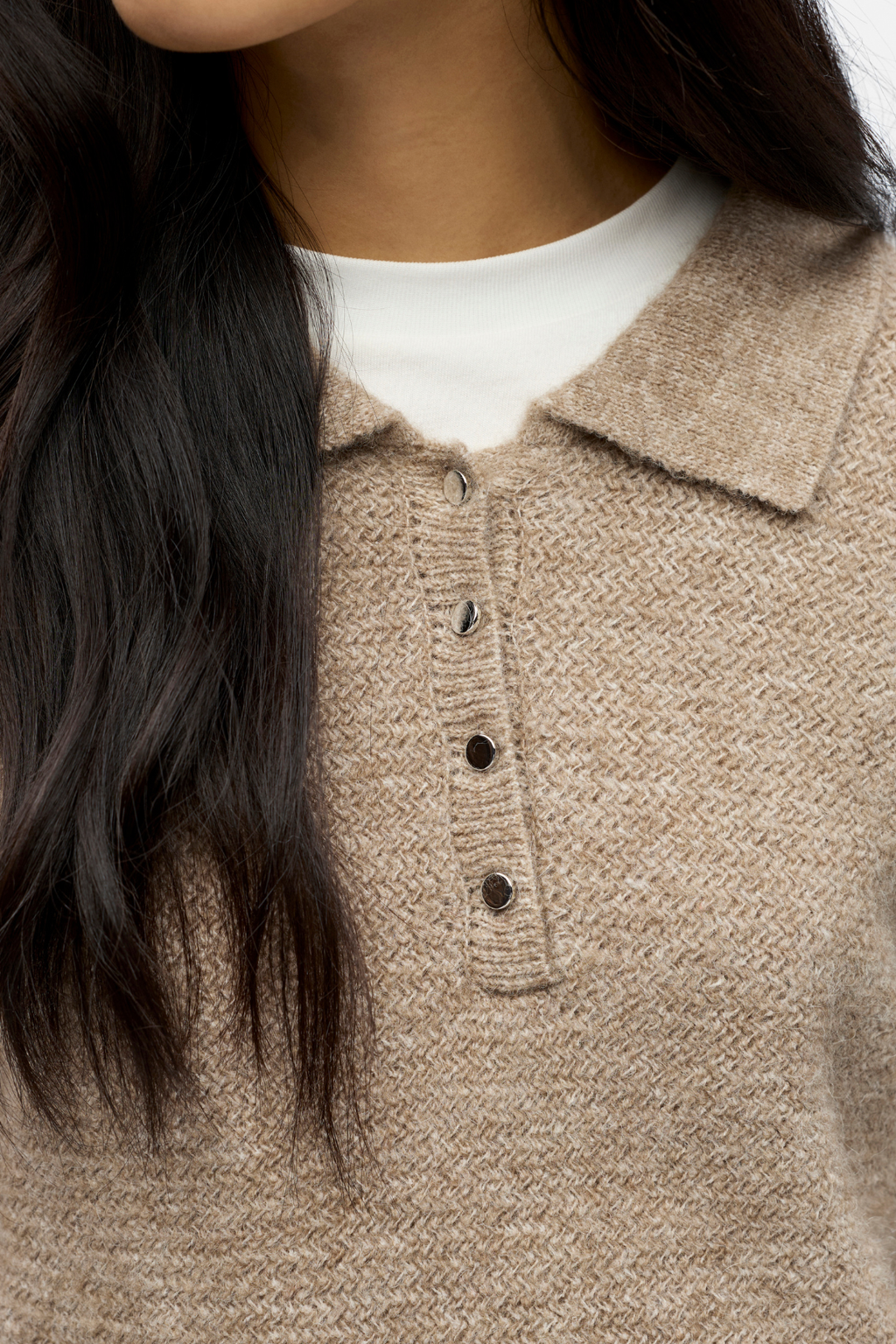 Anine pletené pólo - Morel Melange