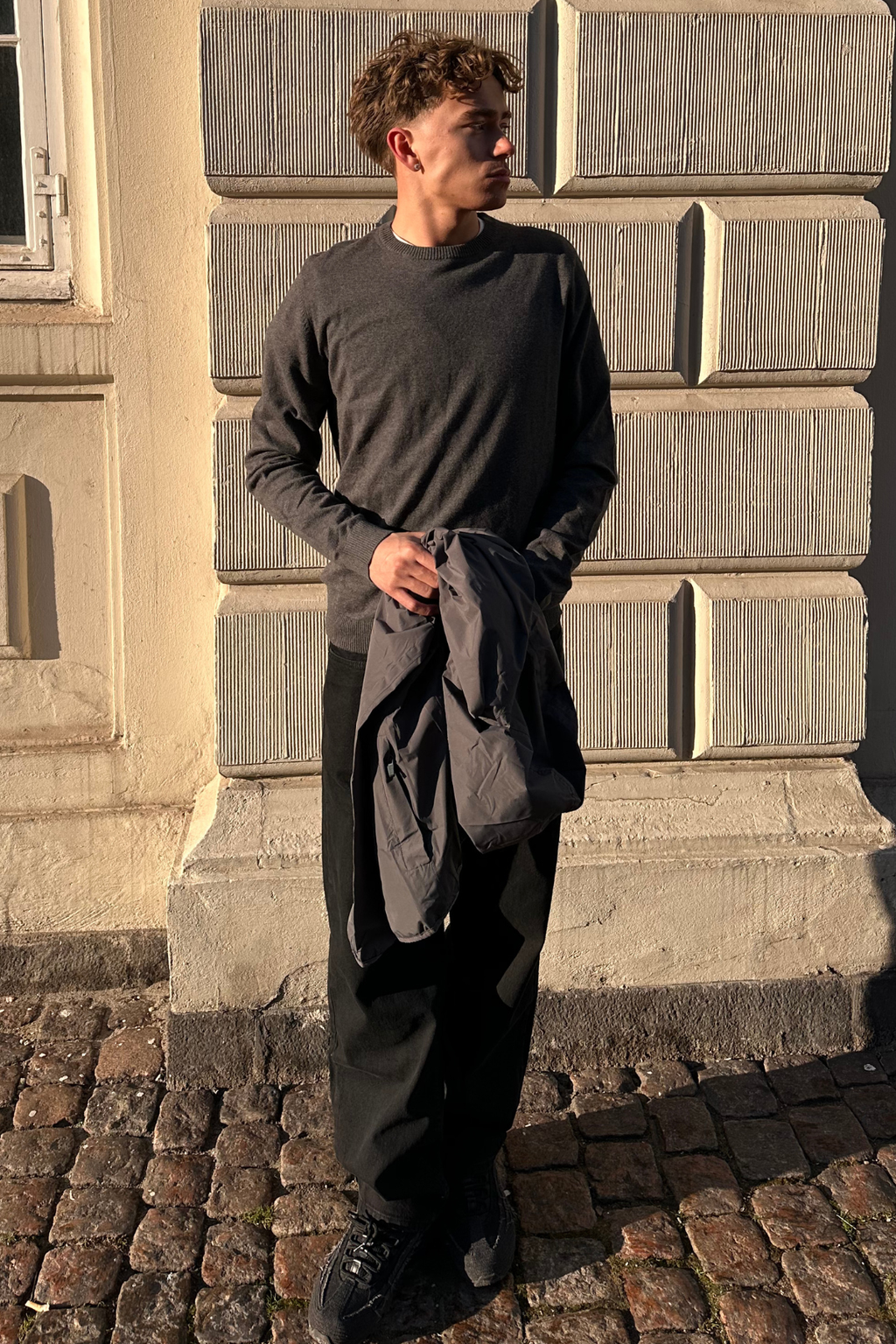 Pulóver s okrúhlym výstrihom - Charcoal Melange