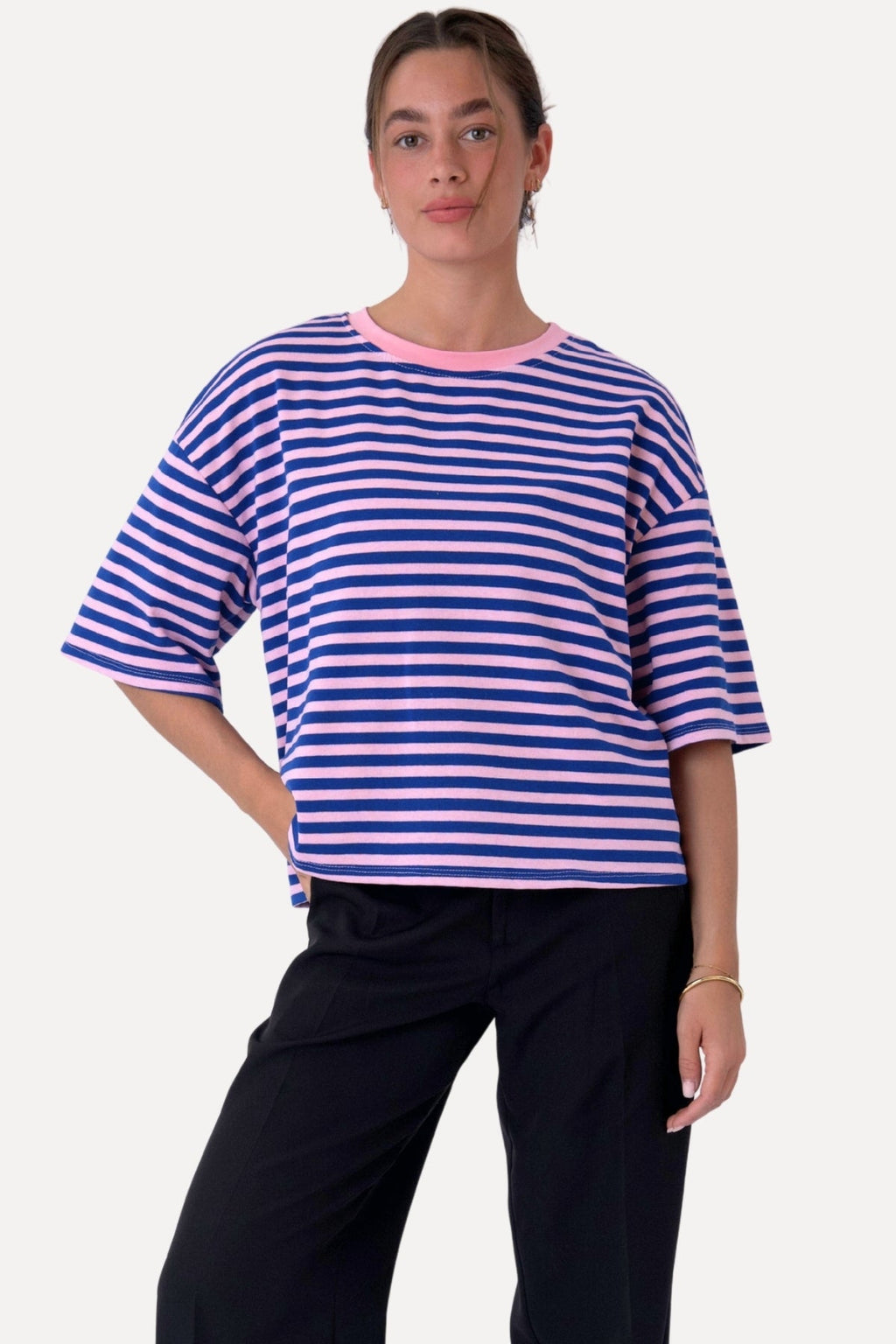 Zoe T-shirt - Blue/Light Pink