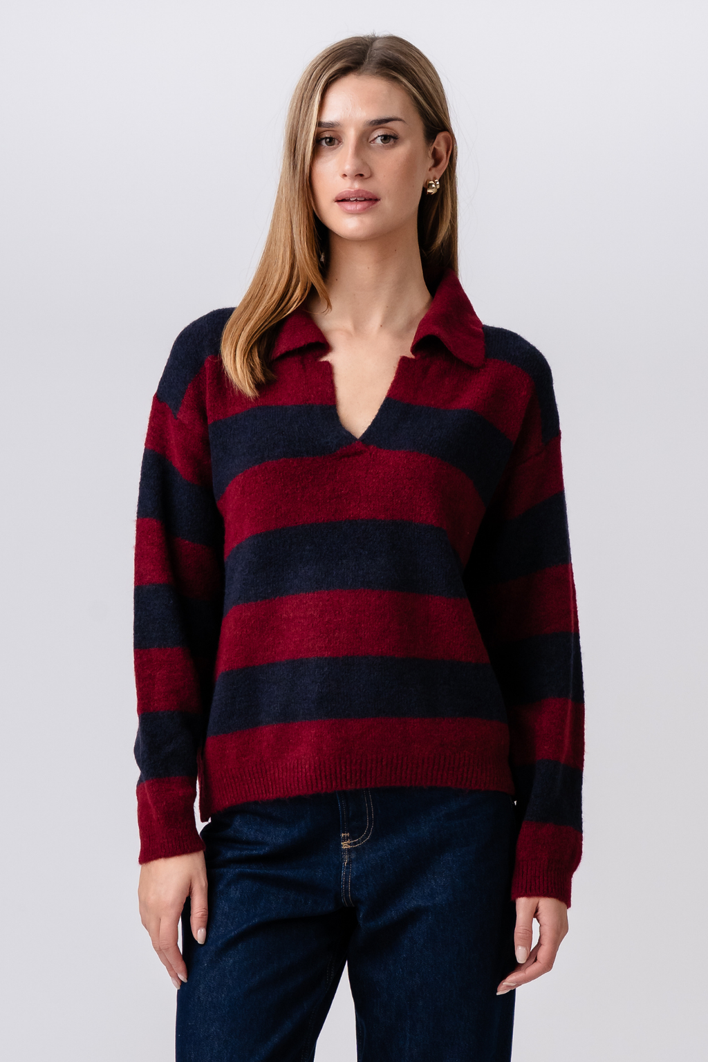 Nora Knit - Burgundy/Deep Blue