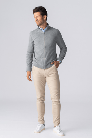 Sveter na zips - sivý melír