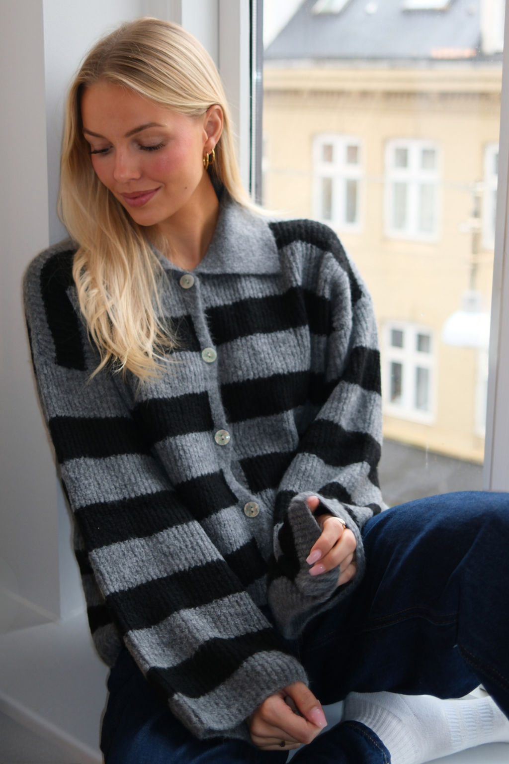 Josie Polo Knit - sivo/crno