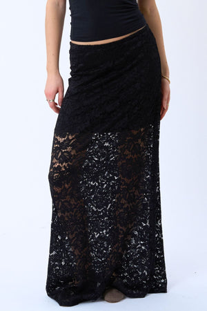 Amara Lace Maxi Skirt - Black