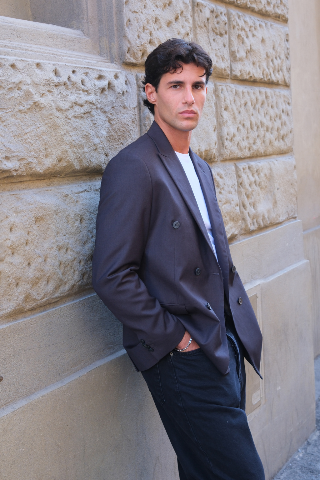 Premium Double-breasted Blazer - Grey-brown