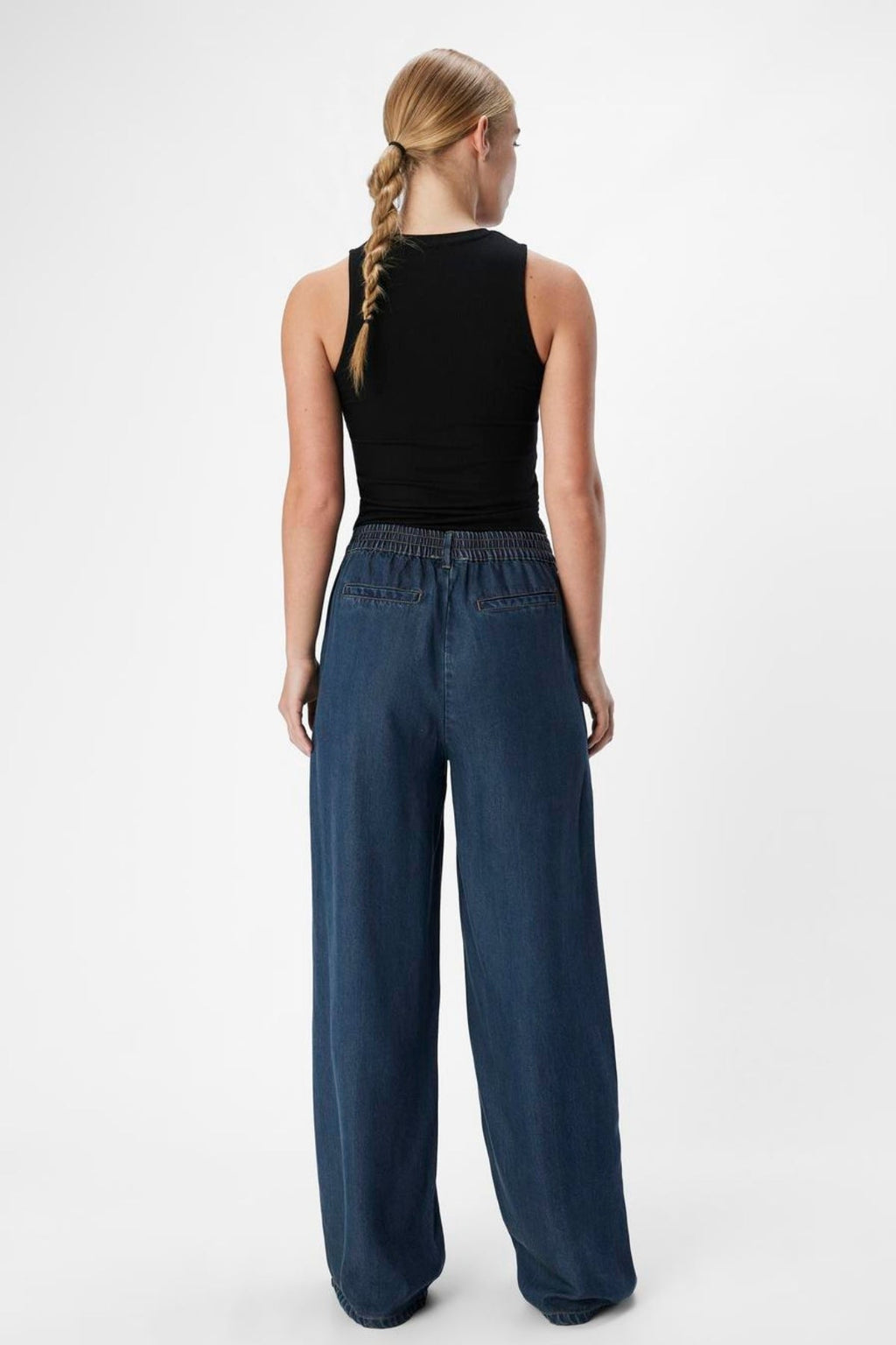 Frame Lisa Wide Pants - Dark Blue Denim Rinse Wash