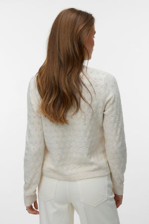 Doffy Stitch Ls O-Neck Cardigan - Birch Melange