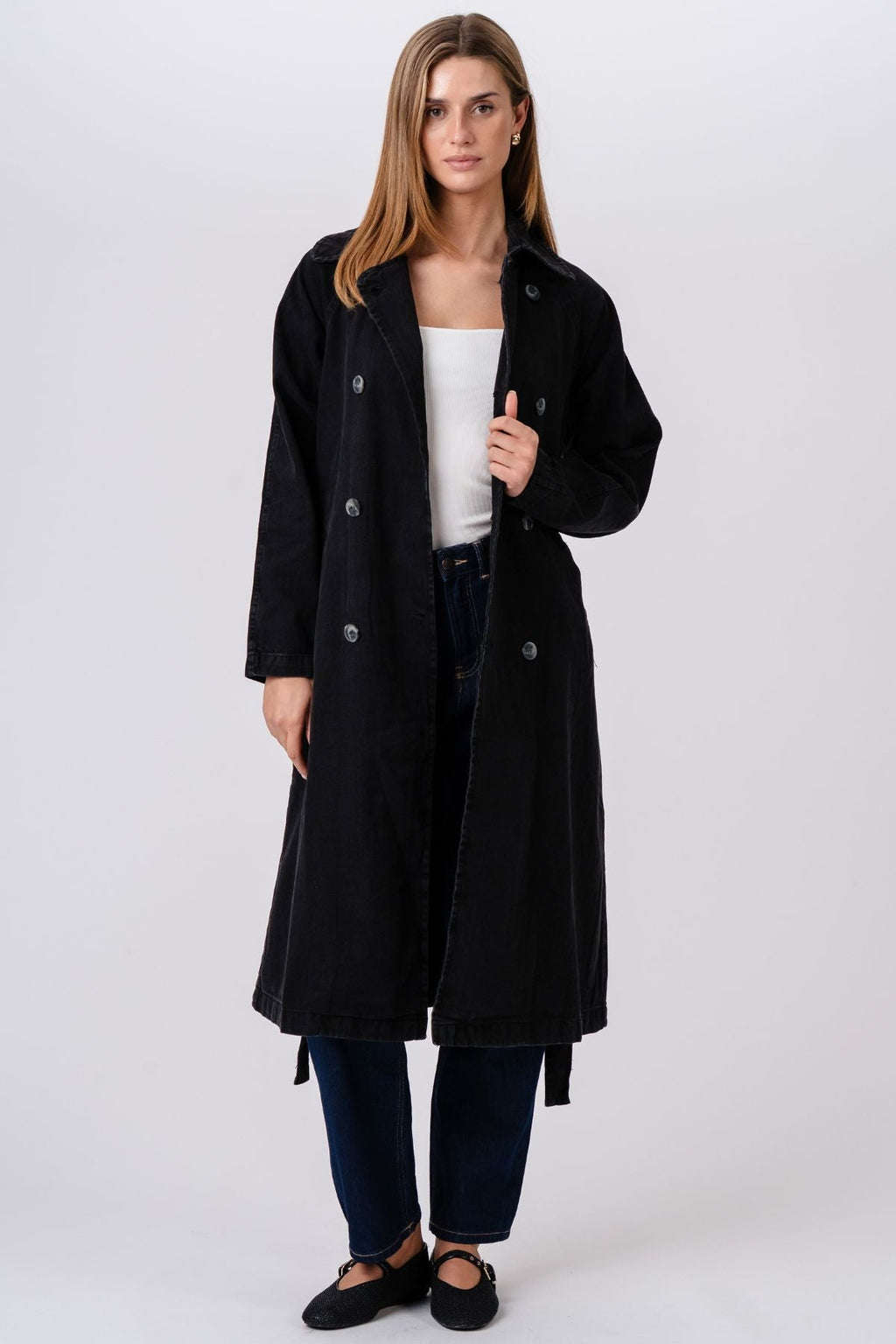 Denim Trenchcoat - tmavo modrá