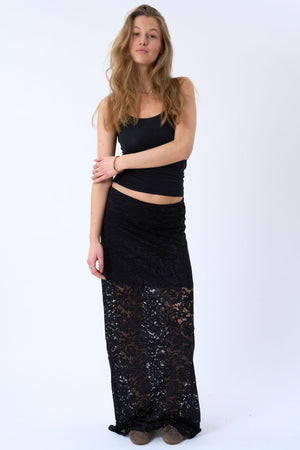 Amara Lace Maxi Skirt - Black