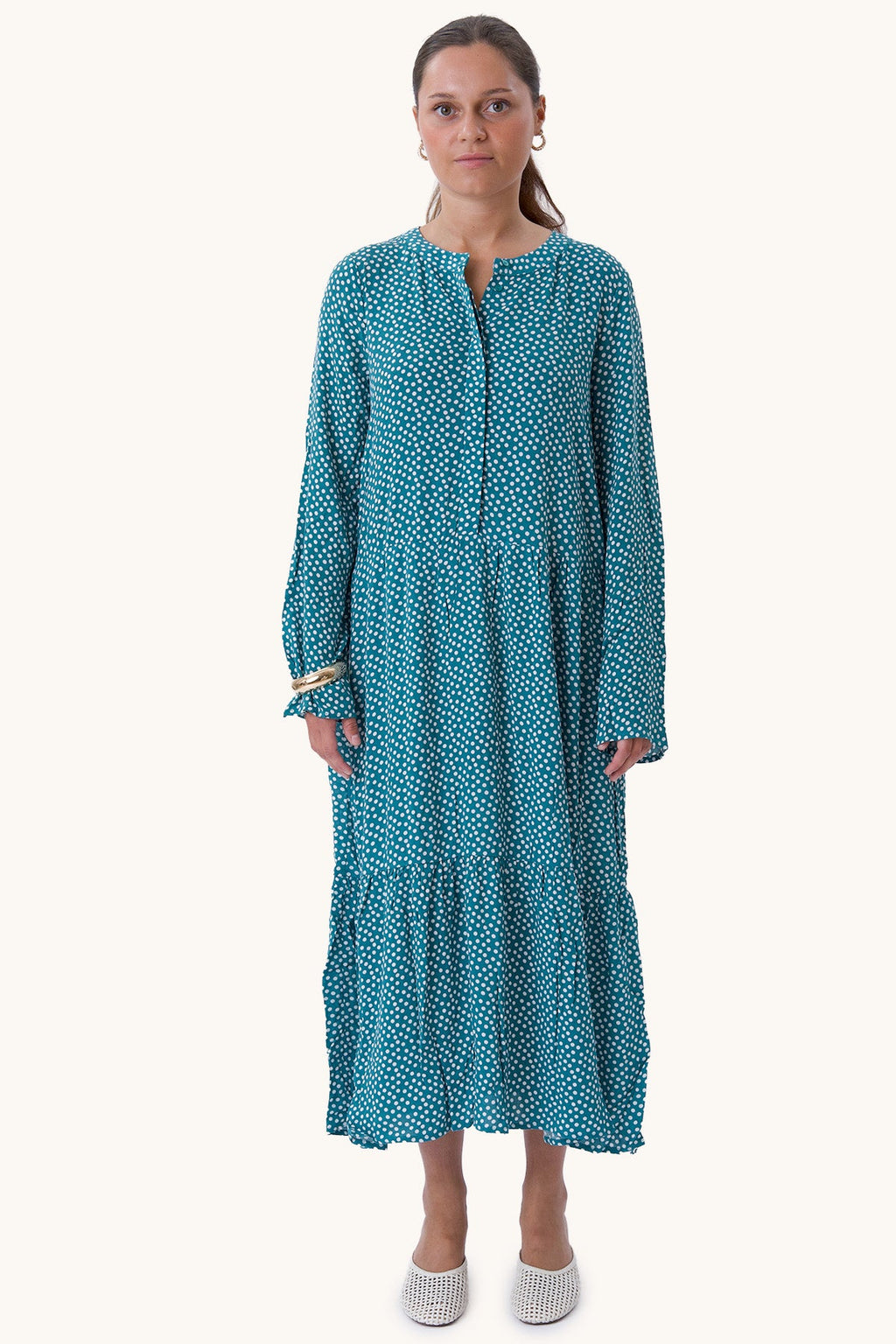 Anna long-sleeved dress - Teal Green
