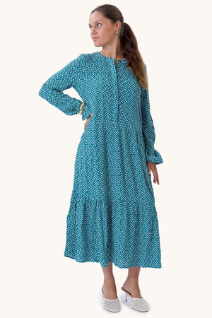 Anna long-sleeved dress - Teal Green