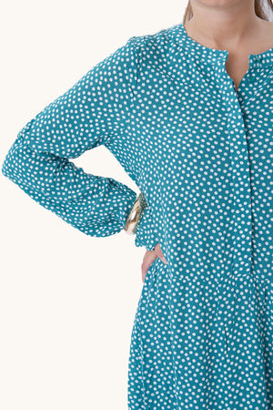 Anna long-sleeved dress - Teal Green