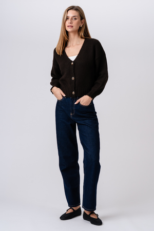 V-Neck Cardigan - Brown