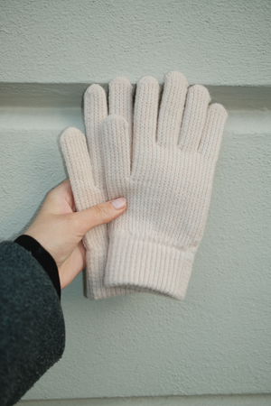 Knitted Gloves - Beige