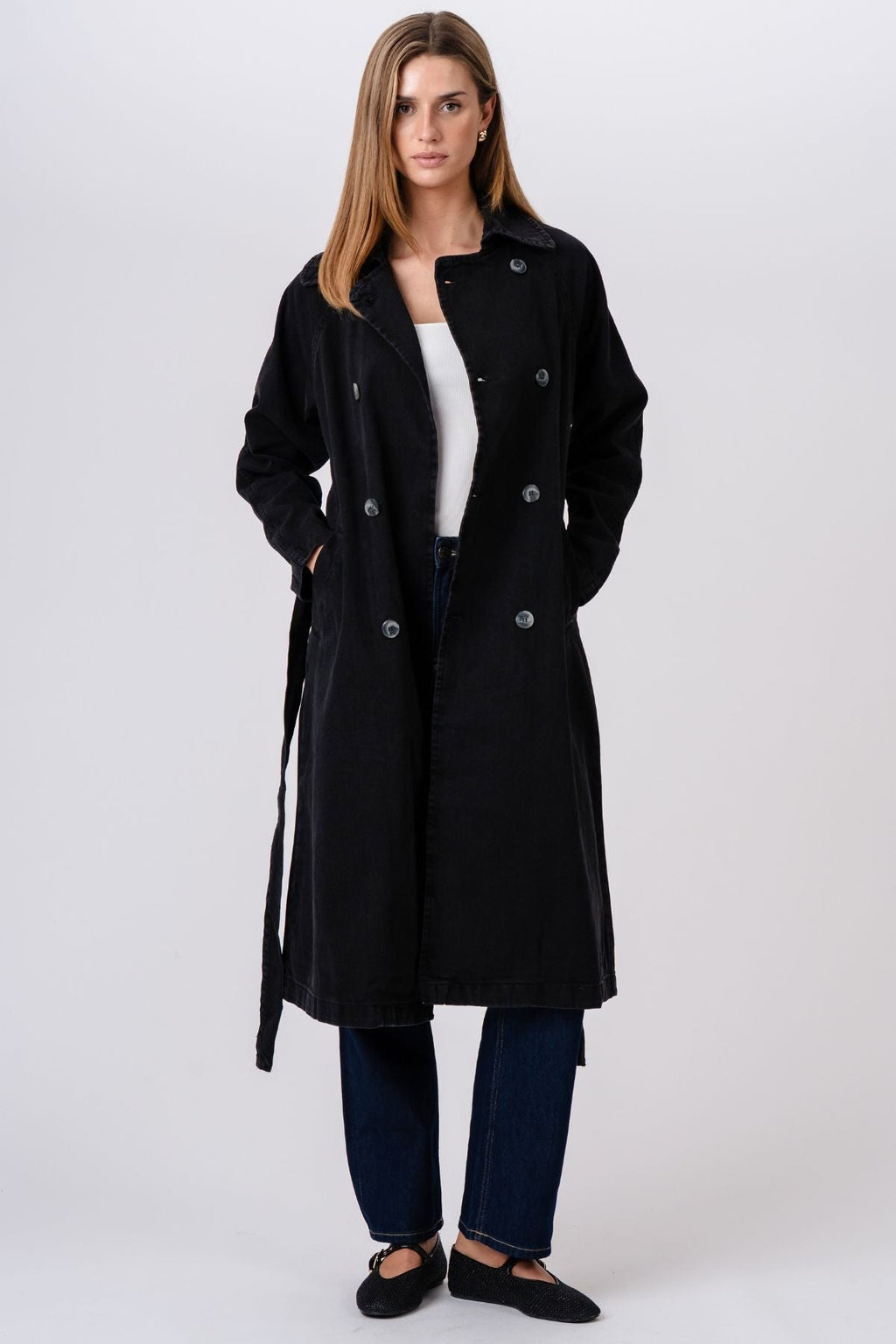 Denim Trenchcoat - tmavo modrá