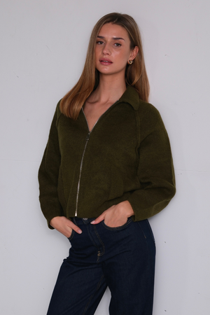 Zipper Selma Knit - Khaki