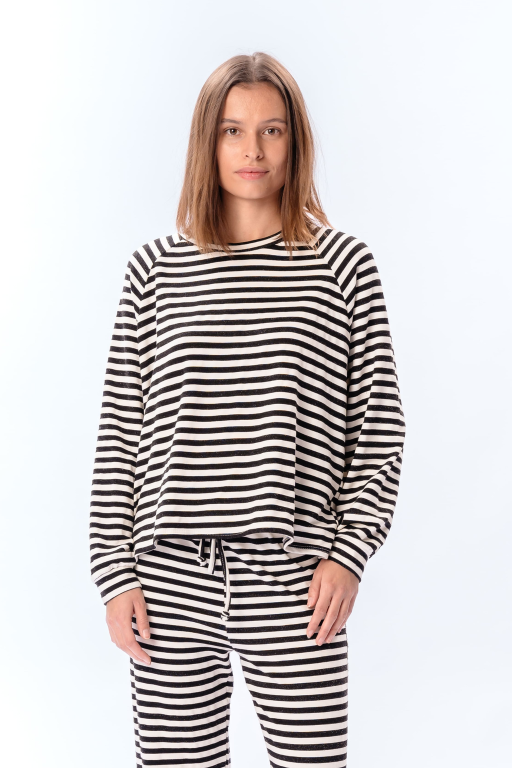 Stripped Long Sleeve Regular Fit - Black